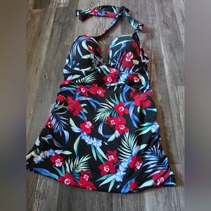 Tommy Bahama Midnight Orchid Underwire Off-The-Shoulder Tankini Swim Top Medium